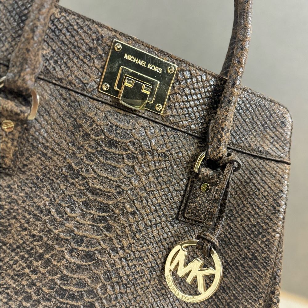 Michael Kors | Brown Python Embossed Genuine Leat… - image 4